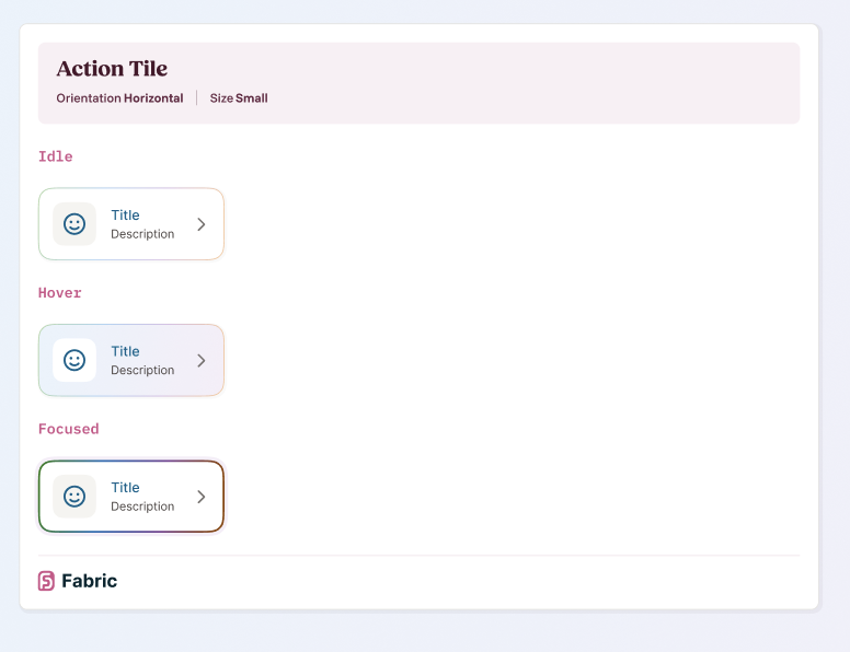 Action Tile component states